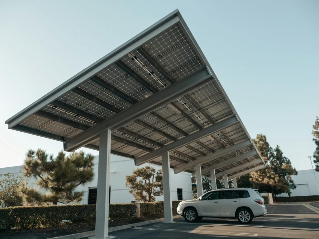 gas-pipeline Solar panel carport in a modern urban setting, showcasing clean energy solutions.